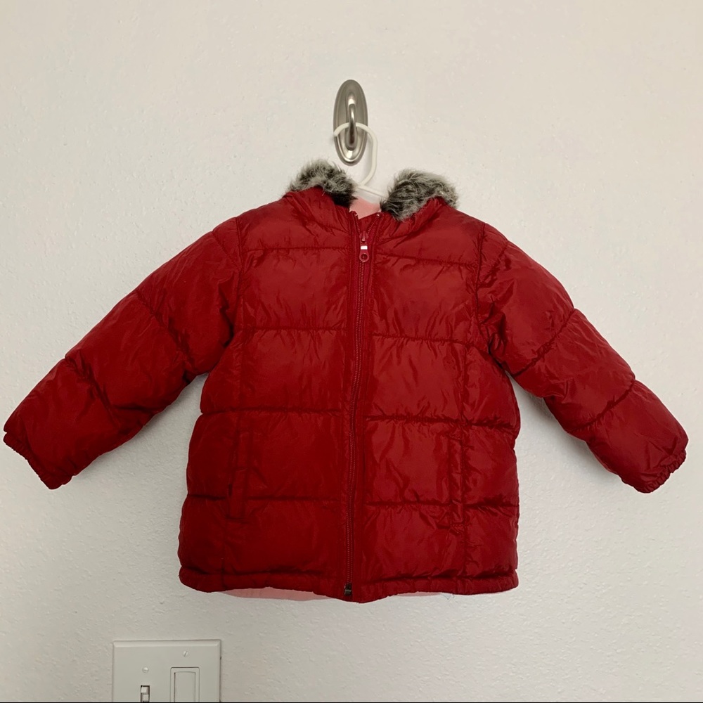 🛍 Toddler Girls | Puff Zip Up Jacket Maroon 3t